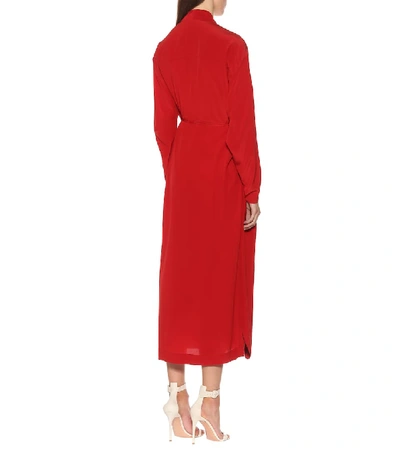 Shop Stella Mccartney Silk Midi Dress In Red