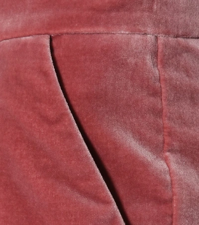 Shop Brunello Cucinelli Cropped Velvet Pants In Pink