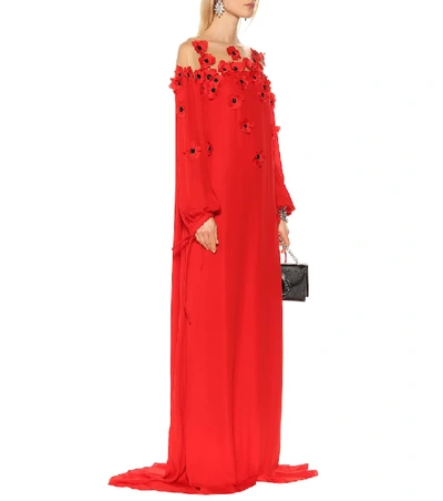Shop Oscar De La Renta Silk Crêpe Gown In Red