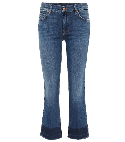 Shop 7 For All Mankind Cropped Mid-rise Bootcut Jeans In Blue