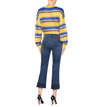Shop 7 For All Mankind Cropped Mid-rise Bootcut Jeans In Blue