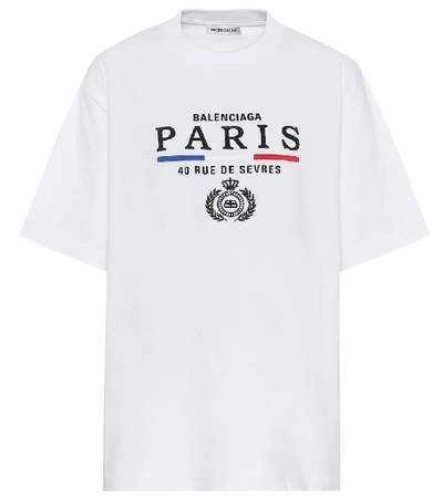 Shop Balenciaga Paris Flag Cotton T-shirt In White