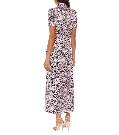Shop Alessandra Rich Leopard-printed Silk Dress In Pink