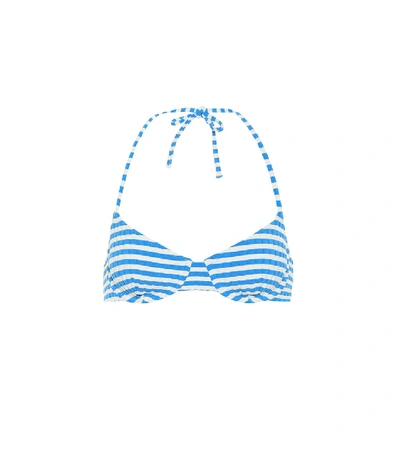 Shop Solid & Striped The Ginger Striped Bikini Top In Blue