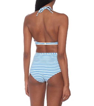 Shop Solid & Striped The Ginger Striped Bikini Top In Blue