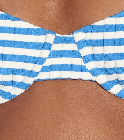 Shop Solid & Striped The Ginger Striped Bikini Top In Blue