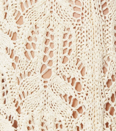 Shop Jil Sander Crochet Lace Midi Skirt In Beige