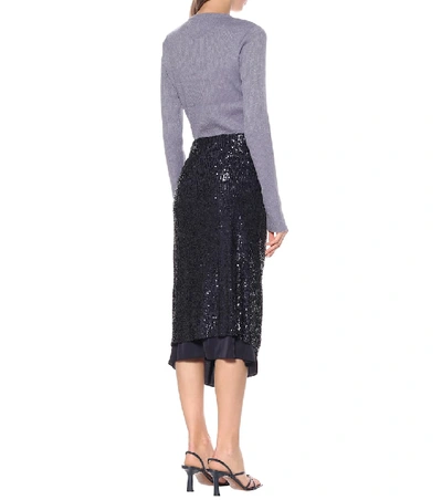 Shop Sies Marjan Kayla Sequined Midi Skirt In Blue