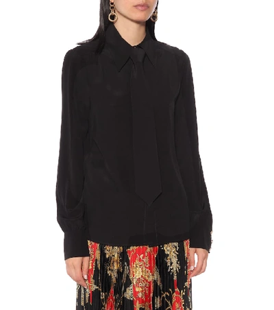 Shop Gucci Silk-crêpe Blouse In Black