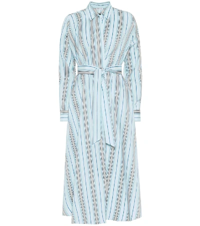 Shop Loro Piana Caelie Striped Cotton Dress In Blue