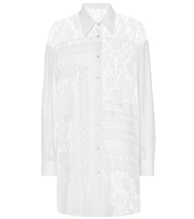 Shop Golden Goose Flora Lace And Cotton Shirt In White