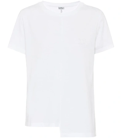 Shop Loewe Asymmetric Anagram Cotton T-shirt In White