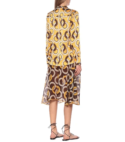 Shop F.r.s For Restless Sleepers Eurito Printed Silk Pajama Top In Yellow
