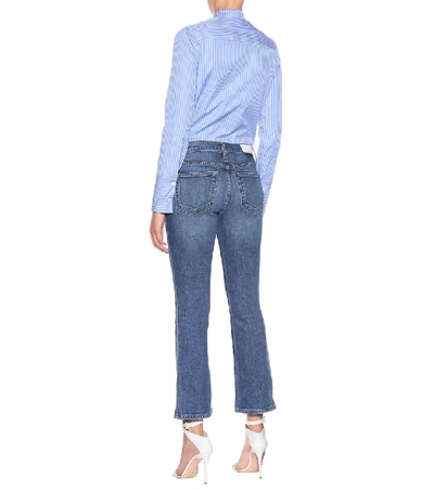 Shop Re/done Cropped Mid-rise Flared Jeans In Blue