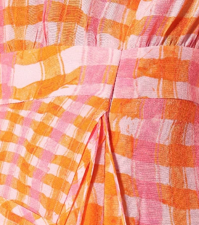 Shop Altuzarra Constantina Checked Silk Dress In Orange