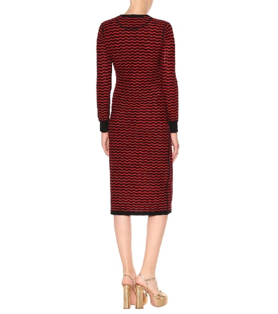 Shop Marc Jacobs Zigzag Stripe Merino Wool Dress In Red
