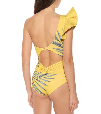 Shop Johanna Ortiz Aloha Spirit One-shoulder Swimsuit In Yellow