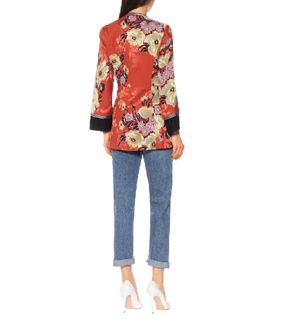 Shop Etro Floral Silk-blend Jacquard Jacket In Orange