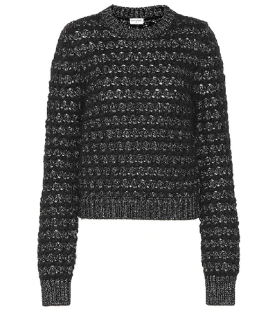 Shop Saint Laurent Mohair And Wool-blend Sweater In Black