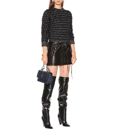 Shop Saint Laurent Mohair And Wool-blend Sweater In Black