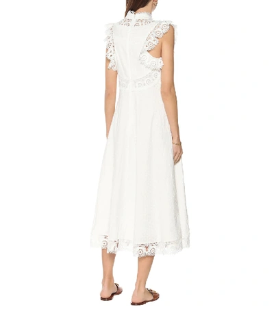 Shop Zimmermann Peggy Linen And Cotton Midi Dress In White