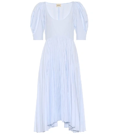 Shop Khaite Caitlin Cotton Poplin Dress In Blue