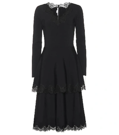Shop Stella Mccartney Lace-trimmed Jersey Dress In Black