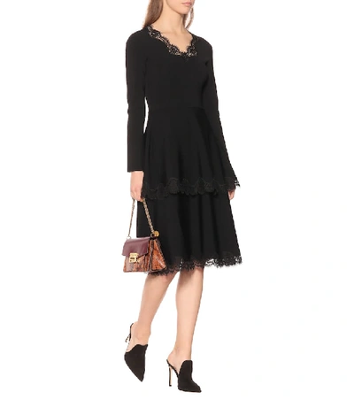 Shop Stella Mccartney Lace-trimmed Jersey Dress In Black