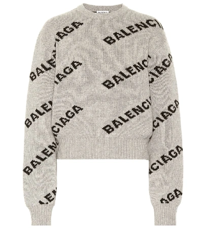 Balenciaga Camel Hair And Wool-blend Sweater In Grey | ModeSens