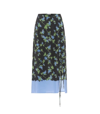 Shop Altuzarra Felice Floral Silk Midi Skirt In Black