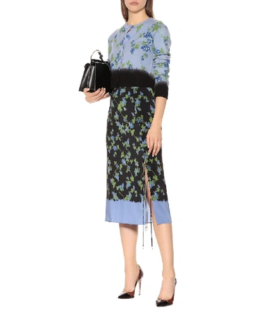 Shop Altuzarra Felice Floral Silk Midi Skirt In Black