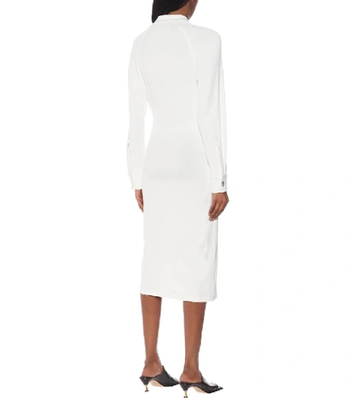 Shop Bottega Veneta Crêpe Jersey Shirt Dress In White