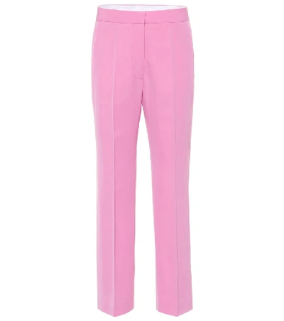 Shop Stella Mccartney Cropped Wool Straight-leg Pants In Pink