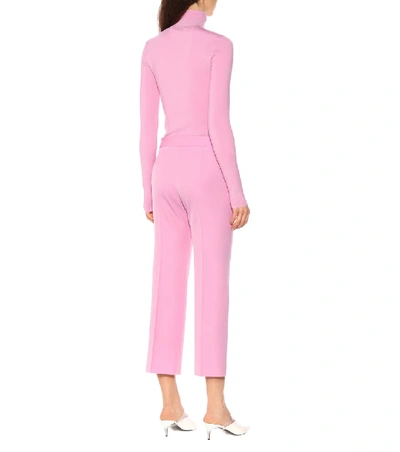 Shop Stella Mccartney Cropped Wool Straight-leg Pants In Pink