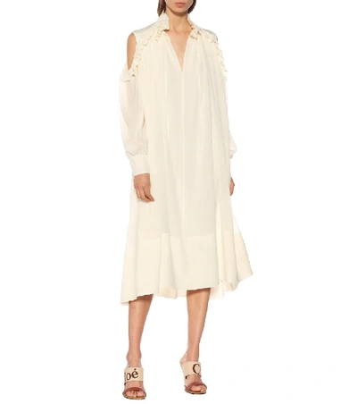 Shop Chloé Silk Georgette Dress In White