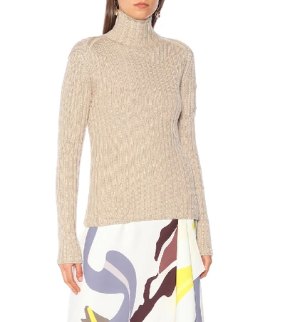 Shop Chloé Wool-blend Turtleneck Sweater In Beige