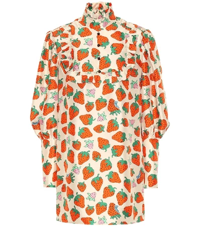 Shop Gucci Strawberry-print Silk Blouse In Multicoloured