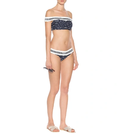 Shop Jonathan Simkhai Striped Bikini Top In Blue