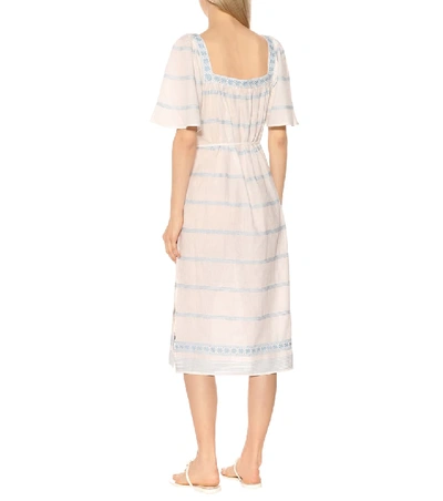 Shop Tory Burch Embroidered Linen And Cotton Dress In White