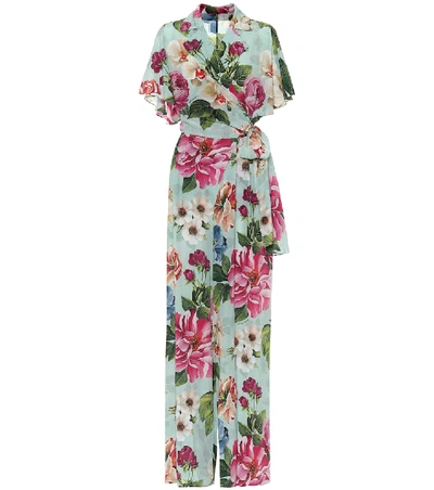 Shop Dolce & Gabbana Floral Silk Jumpsuit In Multicoloured