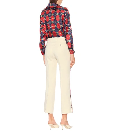 Shop Gucci Stretch-cady Bootcut Pants In White