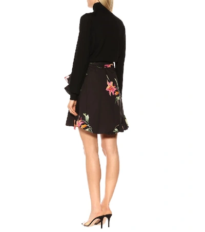 Shop Etro Ruffled Cotton Miniskirt In Multicoloured