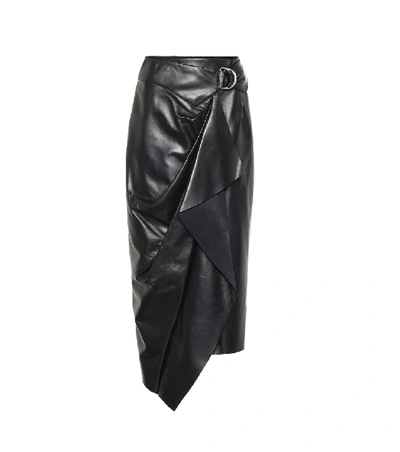 Shop Isabel Marant Fiova Leather Wrap Skirt In Black