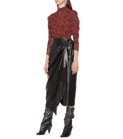 Shop Isabel Marant Fiova Leather Wrap Skirt In Black