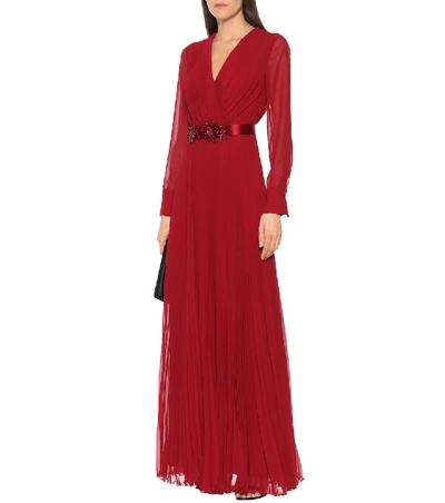 Shop Max Mara Genarca Georgette Sablé Dress In Red