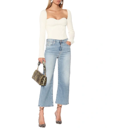 Shop 7 For All Mankind Alexa Cropped High-rise Flared Jeans In Blue