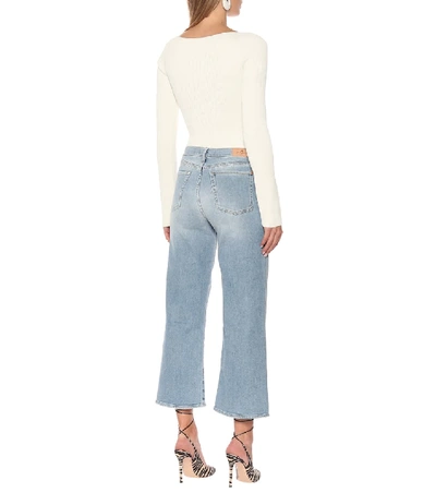 Shop 7 For All Mankind Alexa Cropped High-rise Flared Jeans In Blue
