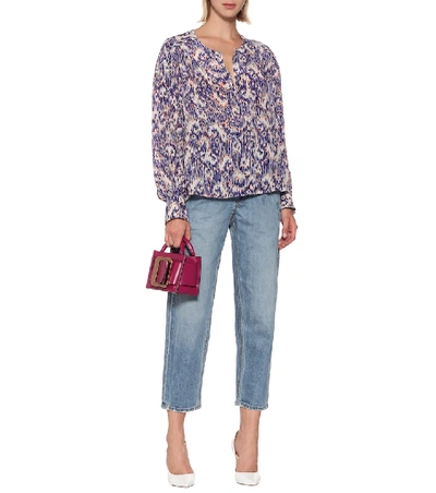 Shop Isabel Marant Étoile Yacah Printed Silk Blouse In Blue