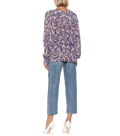 Shop Isabel Marant Étoile Yacah Printed Silk Blouse In Blue