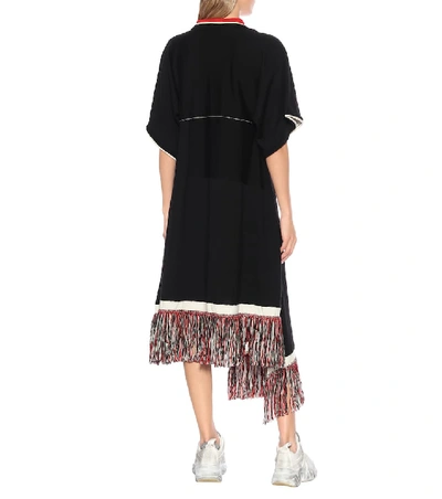 Shop Jw Anderson Fringed Wool Midi Dress In Black